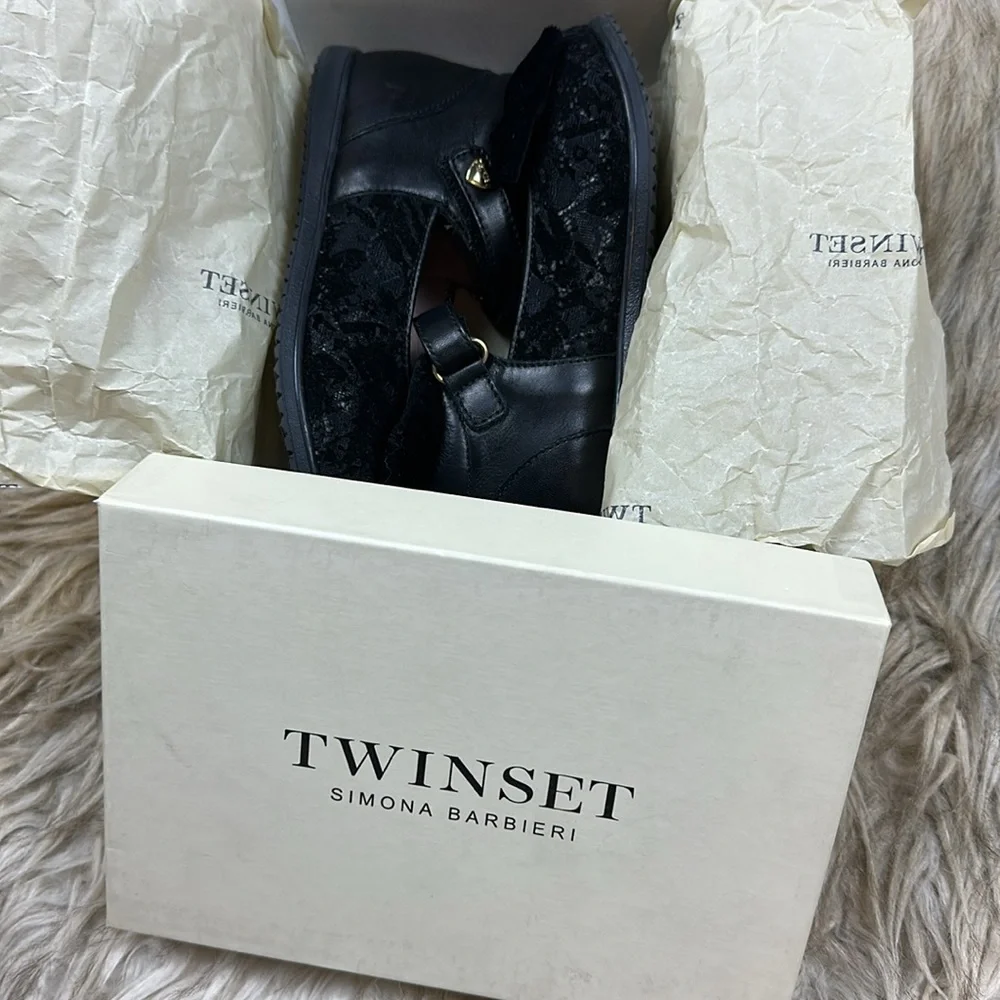 Size 28 Twin-Set Black Kids Dress Shoes with Bow